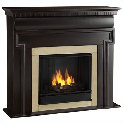 Real Flame Mt Vernon Gel Fuel Fireplace in Dark Walnut