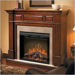 Dimplex Newport Electric Fireplace in Walnut with Cream Marble-Look Surround