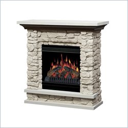 Dimplex Lincoln Simulated River Rock Electric Fireplace in Natural Stone