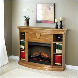 Dimplex Devon Electric Fireplace in Oak with Shelving