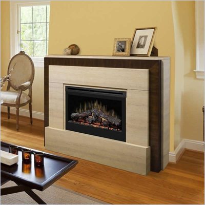 Dimplex Gibraltar Mantel Electric Log Fireplace in Tavertine