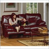 Catnapper Cortez Reclining Console Loveseat in Red Bonded Leather