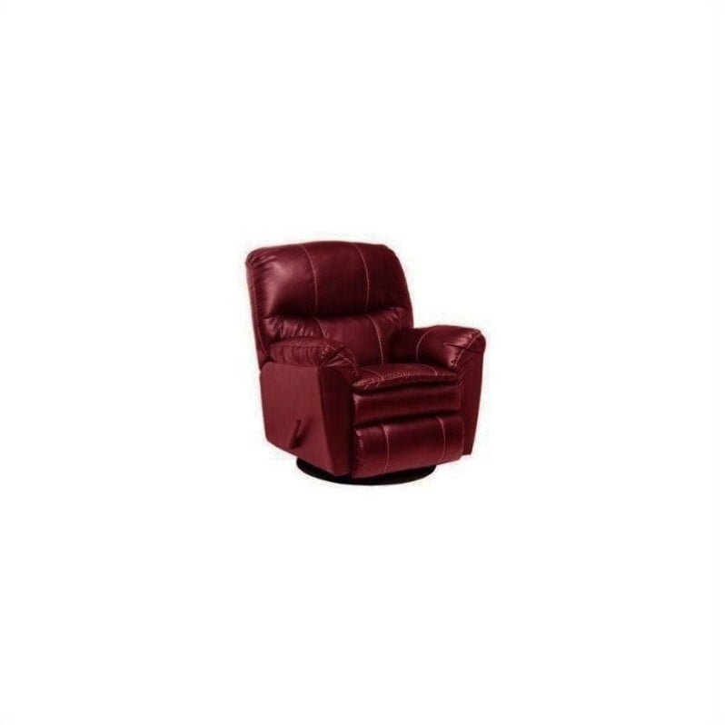 Catnapper Cosmo Bonded Leather Swivel Glider Recliner in Red