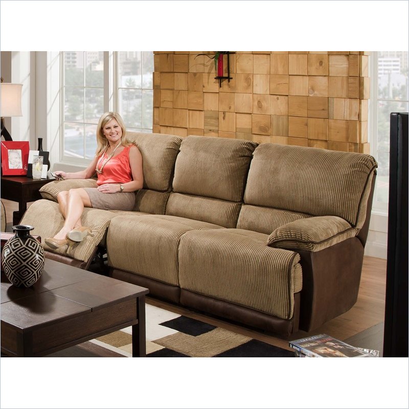 Catnapper Clayton Reclining Sofa in Camel and Chocolate
