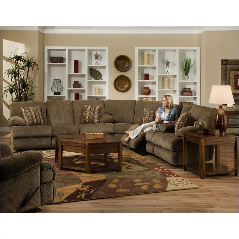 Catnapper Harbor 3 Piece Sectional Sofa in Tobacco and Merlot