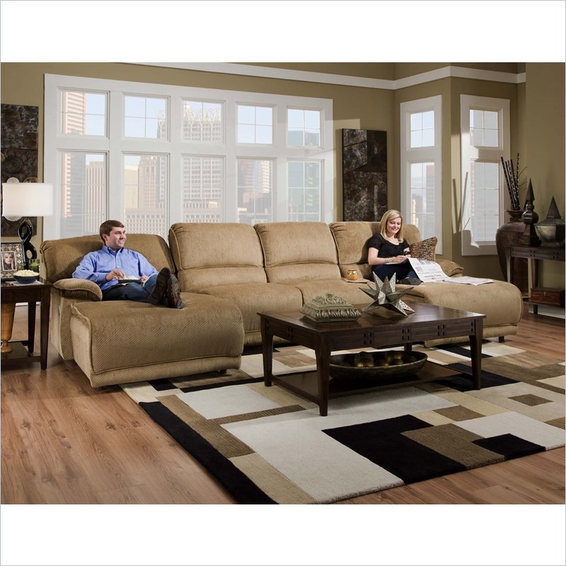Catnapper Grandover 4 Piece Sectional Sofa in Sandstone and Ginger