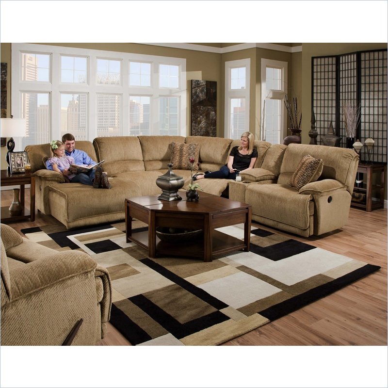 Catnapper Grandover 6 Piece Sectional Sofa in Sandstone and Ginger