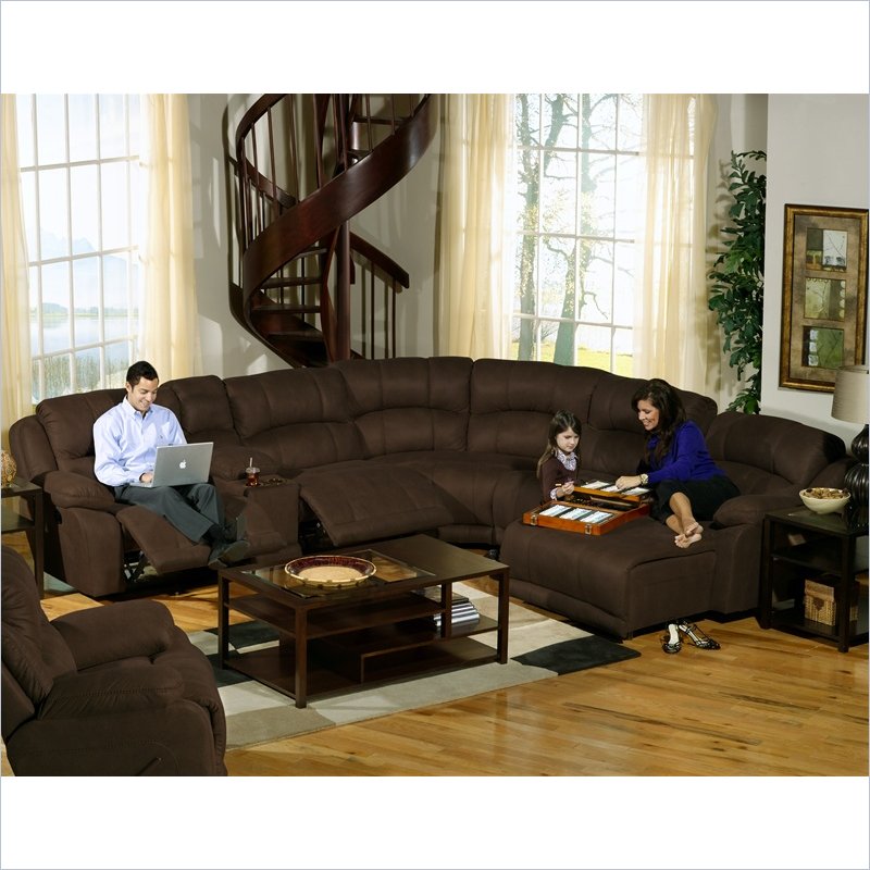 Catnapper Compass 6 Piece Sectional Sofa with RSF Chaise in Espresso