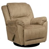 Catnapper Maverick Chaise Swivel Glider Recliner Chair in Stone Microfiber