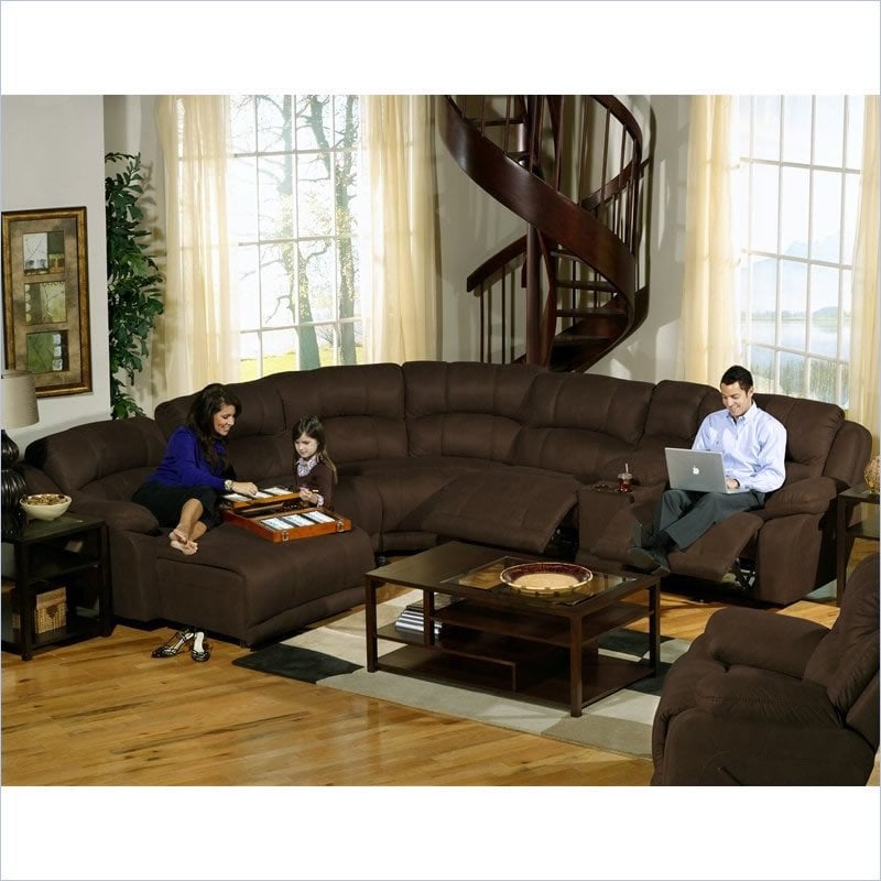 Catnapper Compass 6 Piece Sectional Sofa with LSF Chaise in Espresso