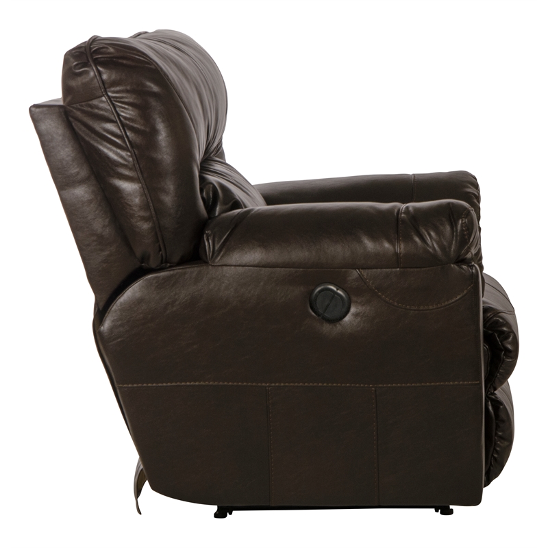 Catnapper Nolan Oversized Power Recliner Covered in Brown Faux Leather