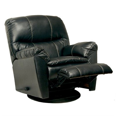 Catnapper Cosmo Bonded Leather Swivel Glider Recliner Chair in Black