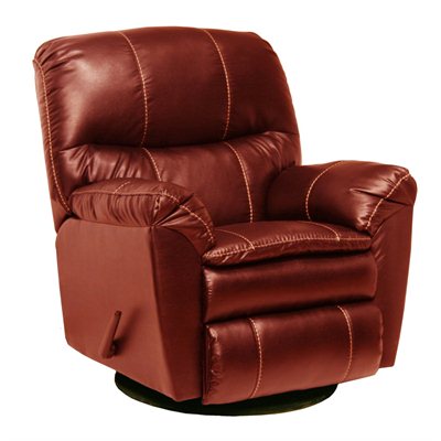Catnapper Cosmo Bonded Leather Swivel Glider Recliner Chair in Red