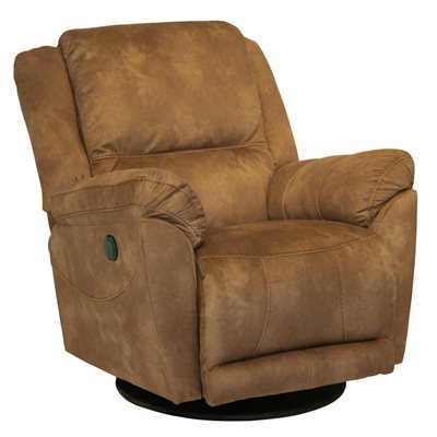 Catnapper Maverick Chaise Swivel Glider Recliner Chair in Saddle