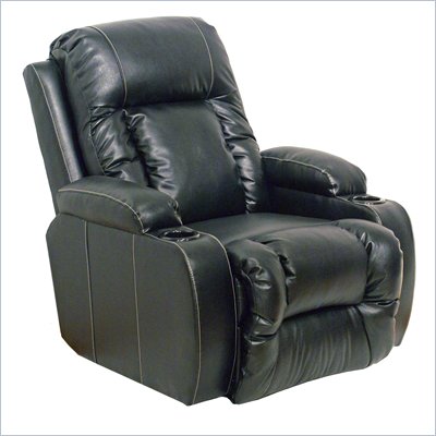 Catnapper Top Gun Bonded Leather-Power Chaise Recliner Chair in Black