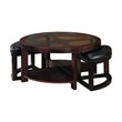 ADD TO YOUR SET: Homelegance Redell Round Cocktail Table with 2 Ottomans and Glass Inserts