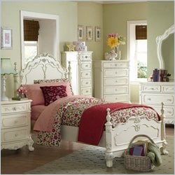 Homelegance Cinderella Girls Low Poster Bed in Ecru Finish-Twin