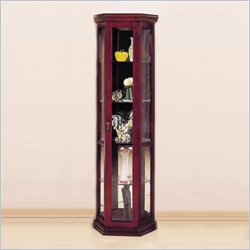 Homelegance Cherry Curio with Back Mirror and Lights