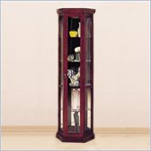 Homelegance Cherry Curio with Back Mirror and Lights