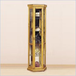Homelegance Pine Curio with Back Mirror and Lights