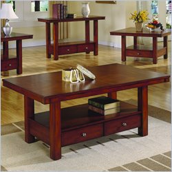 Homelegance Daffodil Rectangular Cocktail Table in Cherry Finish