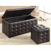 Homelegance Reynolds Storage Bench w/ 2 Ottomans in Dark Brown