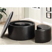Homelegance Houston Round Storage Cocktail Ottoman in Dark Brown