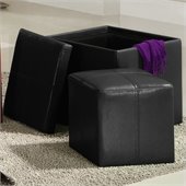 Homelegance Ladd Storage Cube Ottoman in Black