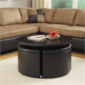 Homelegance Rowley Gas Lift Table w/ 4 Storage Ottomans in Dark Cherry