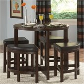 Homelegance Brussel Li 5 Piece Counter Height Dinette Set in Cherry