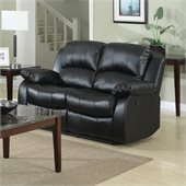 Homelegance Cranley Double Reclining Bonded Leather Love Seat in Black