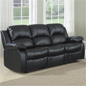 Homelegance Cranley Double Reclining Bonded Leather Sofa in Black