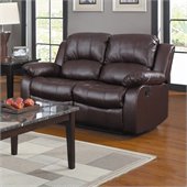 Homelegance Cranley Double Reclining Bonded Leather Love Seat in Brown