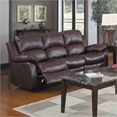 Homelegance Cranley Double Reclining Bonded Leather Sofa in Brown