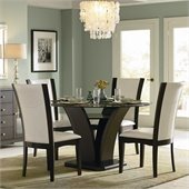 Homelegance Daisy Round Glass Dining Table in Espresso Finish