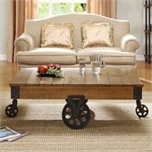 Homelegance Factory Coffee Table Cart in Rustic Brown