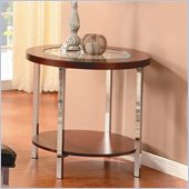 Homelegance Maine Chrome Legs End Table in Brown