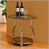 Homelegance Wells Glass Top Chrome Legs End Table w/ Cherry Shelf