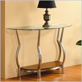 Homelegance Wells Glass Top Chrome Legs Sofa Table w/ Cherry Shelf