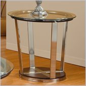 Homelegance Dunham Beveled Glass Top End Table in Medium Brown