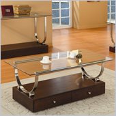 Homelegance Quigley Glass Top Cocktail Table w/ U-Shaped Chrome Frame