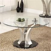 Homelegance Charlaine Glass Top Round Cocktail Table w/ Black Base