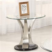Homelegance Charlaine Glass Top Round End Table w/ Black Base