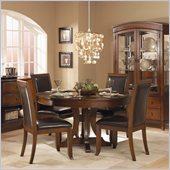 Homelegance Avalon 5 Piece 54 Round Pedestal Cherry Dining Table Set