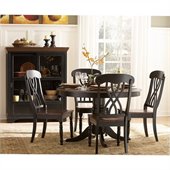 Homelegance Ohana 5 Piece Round Dining Table Set in Black/Warm Cherry