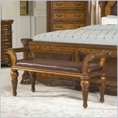Homelegance Golden Eagle Bench in Antique Caramel