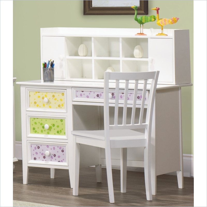 Homelegance Whimsy Writing Desk and Hutch Set in White Finish