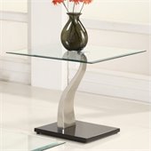 Homelegance Atkins Glass Top End Table in Chrome Black