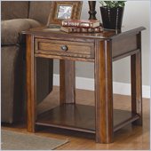 Homelegance Mcmillen End Table with Drawer in Burnish Oak