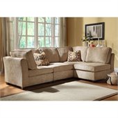 Homelegance Burke 4 Piece Sectional in Brown Beige Chenille